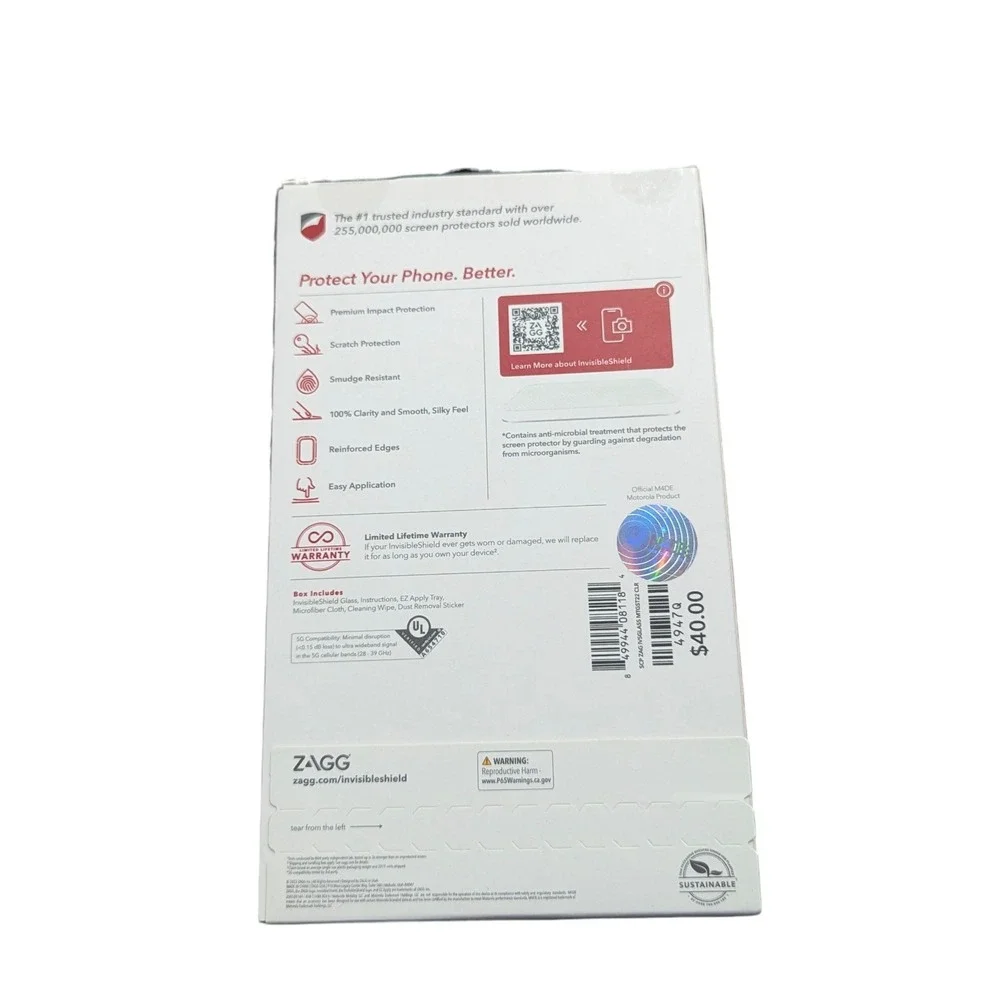 Z5N Zagg Invisible Shield Glass Screen Protector for‎ Moto G Stylus 5G (2022)